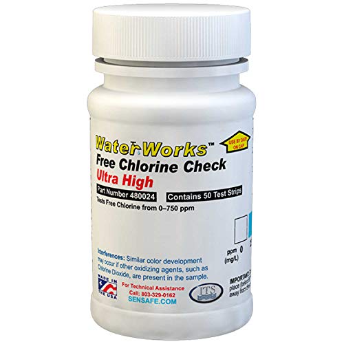Test Strips, Free Chlorine, 0-750ppm, PK50