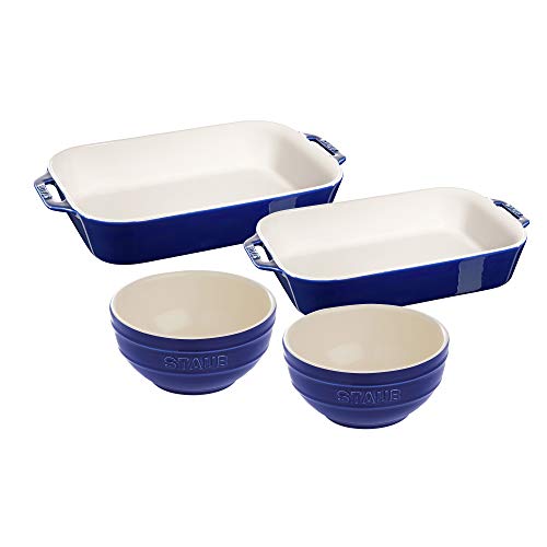 Product Image of the STAUB Ceramic 4-pc Baking Dish and Bowl Set - Dark Blue