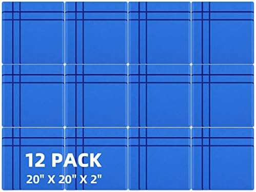 Sound Proof Foam Panels 12 Pack 20" X 20" X 2", Self-adhesive Sound Absorbing Panel, Fire Resistant Acoustic Foam Panels Sound Proofing Padding for Wall Vocal Booth Home Office (Blue)