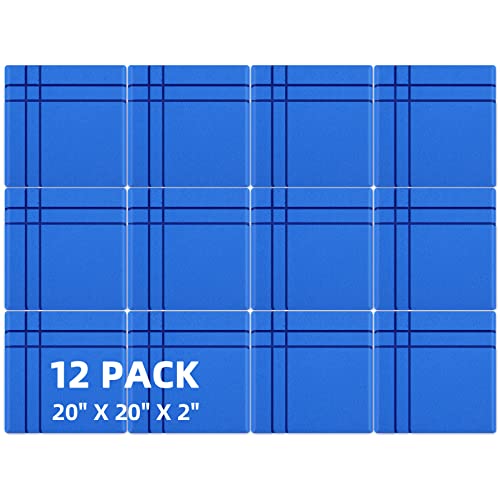 Sound Proof Foam Panels 12 Pack 20" X 20" X 2", Self-Adhesive Sound Absorbing Panel, Fire Resistant Acoustic Foam Panels Sound Proofing Padding For Wall Vocal Booth Home Office (Blue) #TOP3
