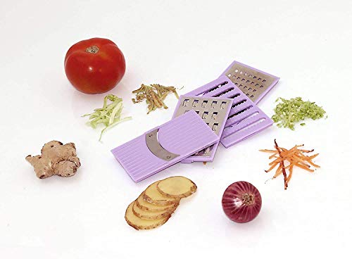 Image of Stainless Steel 4 in 1 Slicer and Grater Chopper Fruit Slicer Dicer Grater Potatoes Slicer Peeler Attach 4 Blades
