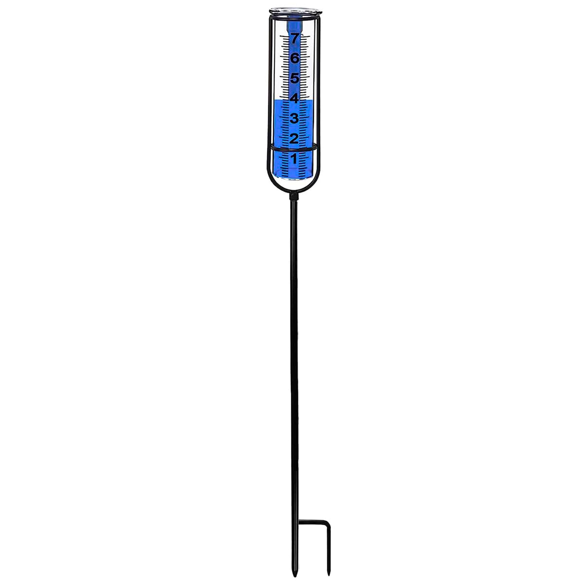 Pluviómetro de plástico para Exteriores con Soporte de Hierro, Resistente al frío, a Las Grietas y a la deformación, Ideal para la decoración de Jardines y céspedes.
