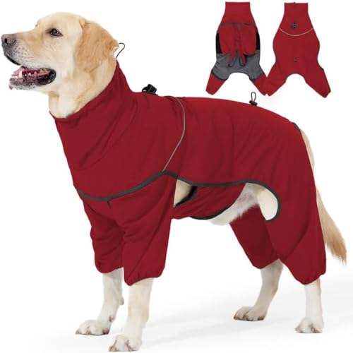 【RoastMe】犬服 冬用 暖かい冬服 小型犬 中型犬 大型犬 ペット対応 コットンコート 秋冬 ハイカラー 防風 暖かい 犬服 リード一体型コットンバッグ 夜間反射 簡単着脱、フリース裏地、ベスト、犬服、防水、防風、防雪、ウォーキング、軽量(レッドS)