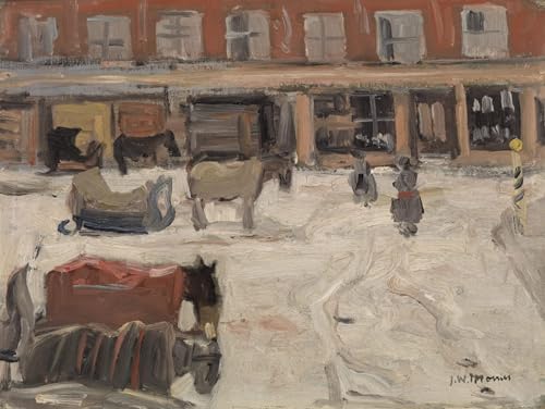 Cuadro decorativo de pintura de paisaje invernal en lienzo vintage para paredes de casa, 60x90