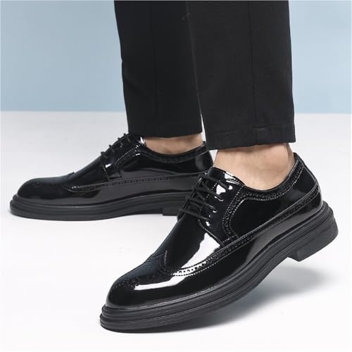 Mens Lace Up Oxford Dress Shoes Faux Patent Leather Classic Formal Tuxedo Business Shoes for Wedding Party Office4