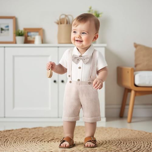 Newborn Baby Boy Outfits Suit Bowtie Dress Romper+Suspender Overalls Shorts Pants Set Gentleman Wedding Clothes Formal2