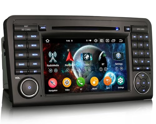 Android 14 Autoradio 8 cœurs 4Go 64Go GPS Navigateur pour Mercedes Benz Classe ML/GL W164 X164 Prise en Charge sans Fil Carplay Android Auto GPS DSP Lecteur CD...