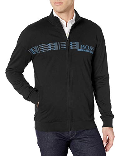 Hugo Boss BOSS Men's Authentic Regular Fit Zip Neck Lounge Jacket, Black, S