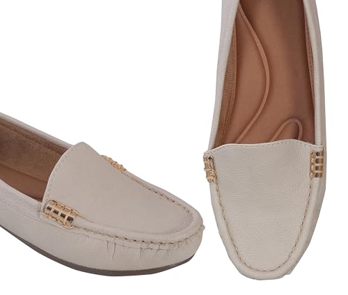 Image of Pluxh Women Ballet Flats | Slip-On Casual & Formal Shoes | Elegant Metal Accent Design, Soft Cushioned Insole with Flexible Anti-Slip Sole | Office Wear, Daily Use & Travel Footwear