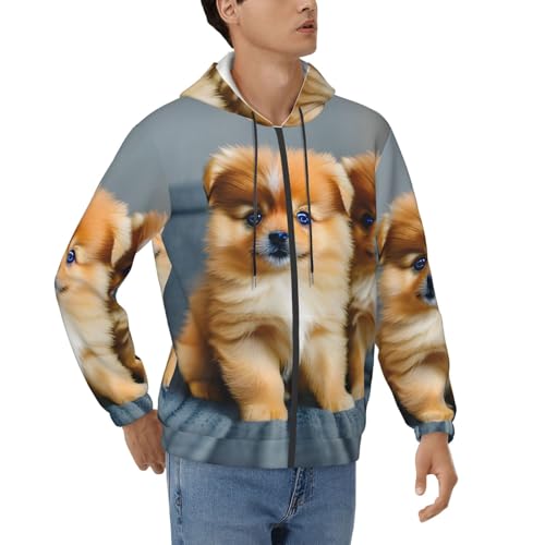 Sweat à capuche imprimé Poméranie idée cadeau pour homme