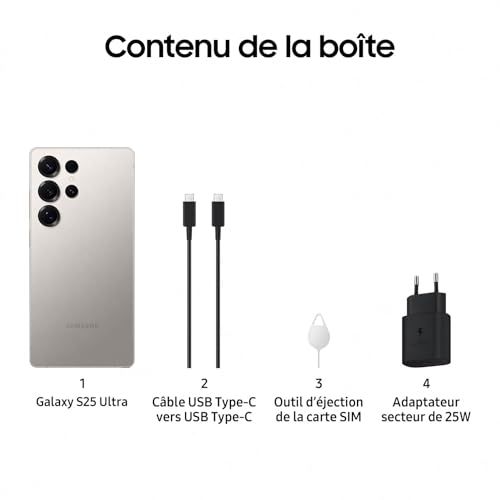Samsung Galaxy S25 Ultra Smartphone Android 5G avec Galaxy AI Chargeur secteur rapide inclus Smartphone déverrouillé Version FR - vue 7
