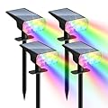 BvenuBigLite Solar Lights Outdoor Waterproof: IP65 Multicolor Led Spot Light Decorations for Garden - 7 Color Changings Solar Powered for Yard - Dust to Dawn Landscape Lighting Patios Pathway 4PC RGB