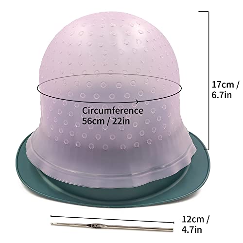 Foto von Silikon Highlight Kappe, Strähnchenhaube Haare Färben Hervorhebung Silikon Strähnchenhaube Set Stränchen Haube mit Nadel für Frauen und Mädchen Bläst