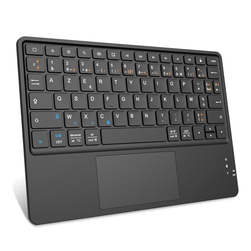 FINTIE Clavier sans Fil 10 Pouces - [Pavé Tactile] Léger Ultra-Fin, Clavier Bluetooth AZERTY Français pour iPad, Android Tablette Samsung, Xiaomi/Redmi Pad, Huawei...