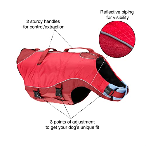 Kurgo Surf 'n Turf Dog Life Jacket, Flotation Vest for Dogs Reflective, Adjustable, Medium-Red - Image 3