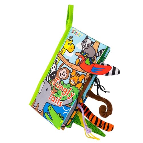 Image of Jollybaby Crinkle Books for Babies, Sensory Soft Touch and Feel Baby Toys for 0-6 Months Infants, Newborn Montessori Early Educational Cloth Toys, Baby Girl & Boy Gift(Jungle Tails)