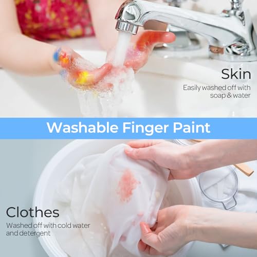 image for Nicpro 12 Colors Washable Finger Paint Set for Toddlers (2 oz), Non-To