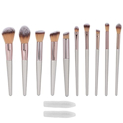 Juego de 10 brochas de maquillaje, kit de brochas cosméticas profesionales con cerdas suaves para base, colorete y sombra de ojos, herramientas de maquillaje portátiles para princi