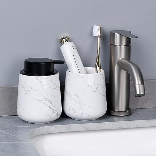 Bosilunlife Ceramic Foaming Soap Dispenser - 12 Oz Marble Foam Hand Soap Dispenser Bathroom Countertop Soap Dispensers Kitchen Dish Soap Pump Dispenser Liquid Soap Dispenser For Bathroom thumb #5