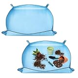 AXVRAV 2 Stück Faltbare Pflanzmatte 150x100 cm, wasserdichte Pflanzen Umtopfmatte, Tragbare Pflanzenmatte Gartenmatte Pflanzunterlage für Umtopf, Sämling, Bodenwechsel, Beschneiden (Blau)