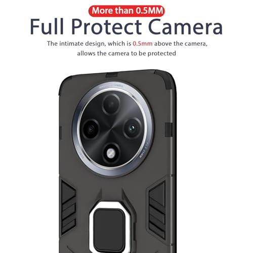 Image of Pikkme D5 Tough Armor Back Cover | 360 Protection Case | Ring Holder Stand Bumper Case for Oppo F27 Pro Plus 5G (Black)
