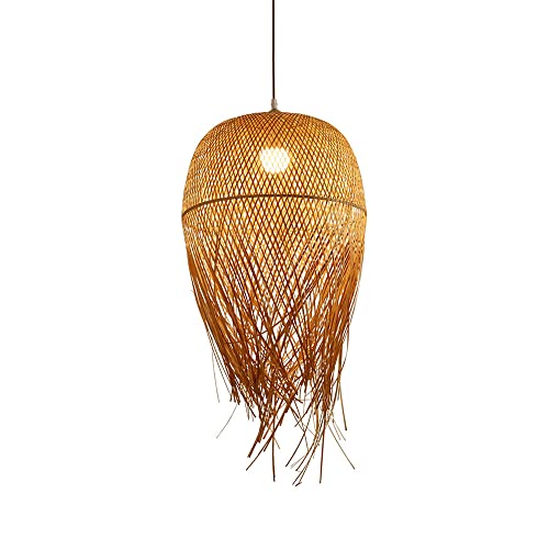 Lampe suspendue en bambou MOCHAMIK 65cm lustre vintage rotin salon