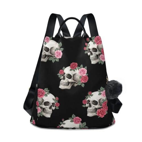 Sac à dos motif crânes humains et roses de finition supérieure