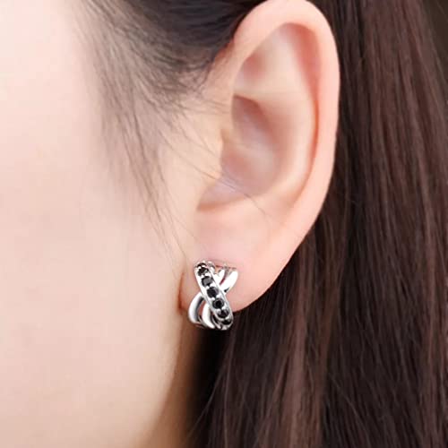 Boucles d'oreilles à clip de spinelle noire sans douleur ni irritation - 3
