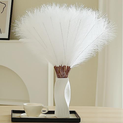 30pcs White Pampas Grass - 24 Inch Faux Pampas Grass Decor, Artif...