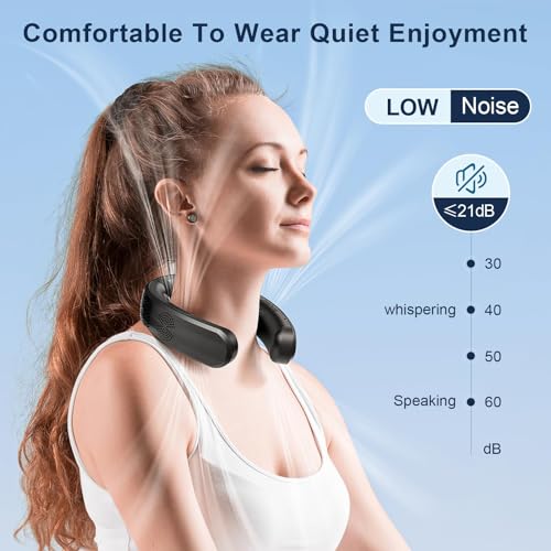 Zymise Persönliche Klimaanlage, 6000 mAh, Halsventilator, wiederaufladbar, 3 Geschwindigkeiten, tragbarer Hals- Ventilator, tragbarer Ventilator für Arbeit, Reisen, Outdoor-6