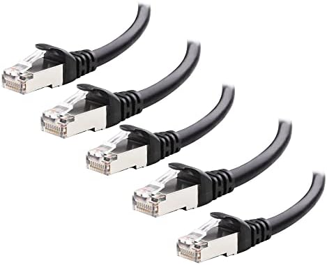Cable Matters 10Gbps 5-Pack Snagless Short Shielded Cat6A Ethernet Cable 3 ft (SSTP, SFTP Shielded Ethernet Cable, Shielded Cat6 Cable, Cat 6 Shielded Network Cable) in Black