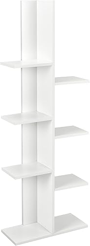 Miniatura 9 de Estantería moderna, estantería geométrica con 8 estantes abiertos, estantes de madera para libros, estante de almacenamiento que ahorra espacio,