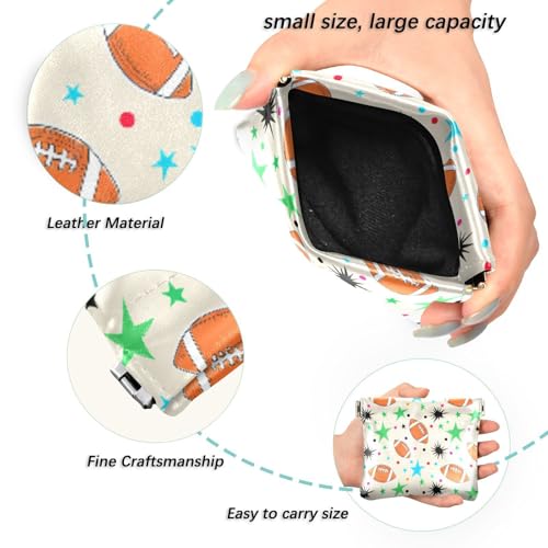 Autumn Football Motif Coin Purse Leather Pouch Change Purse, Squeeze Coin Pouch for Cards, Keys & Lipsticks, Unisex2