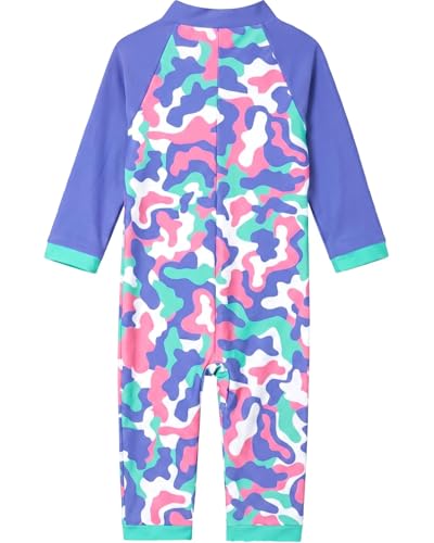 Image of weVSwe Baby Girl Toddler UPF 50+ Rash Guard Swimsuit Sun Protection Beachwear Zipper Bathing Suit 0-3 Years