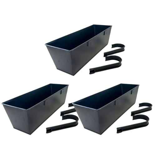 Scatola Di Vasi Di Ringhiera - Vasi Da Balcone Per Appartamenti | 3x Cubi Di Ringhiera Di Copertura In Metallo Con Ganci Rimovibili | Appendini Per Piante All'aperto | Contenitori Ja
