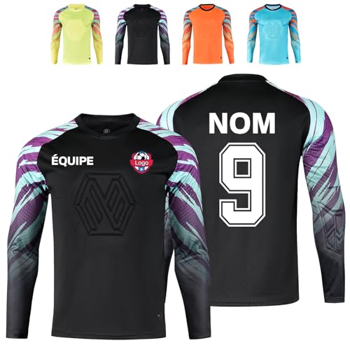 Maillot de gardien personnalisé avec nom et numéro imprimés pour club de football