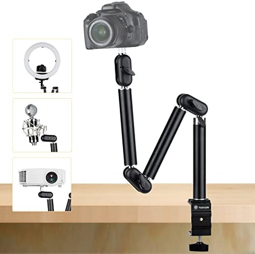 TARION Top Tripod Desk Mount for Camera 360° Flexible Articulating Arm with 3/8'' Screw and 3/8'' to 1/4'' Screw for DSLR Cameras Projector Ring Light (M)