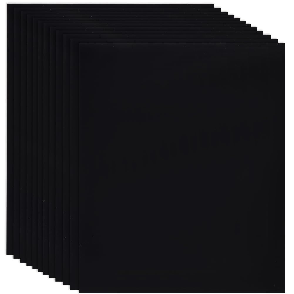 12Pcs HTV Heat Transfer Vinyl Transfer Sheets Black PVC 12 x 10 Inch Rectangle Design Fabric Sublimation Ink Pack Sheets Accessories for T Shirts Hats Clothing DIY Making Crafting Decorations