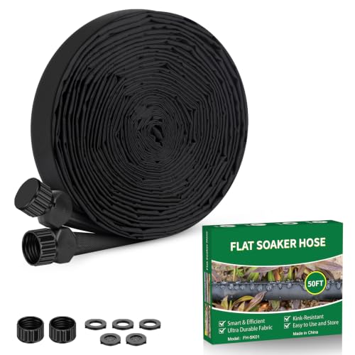Image of Garden Hose 50 ft, Leakproof Design Soaker Hose, Water Hose With Drip Irrigation System, 1 /2 Linkable Consistent Drip Irrigation Hoses, Save 80% of Water for Garden, Farm, Orchard Plantation
