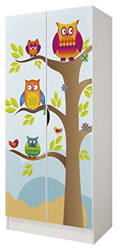 Leomark Blanc Armoire à Deux Portes - Roma - penderie pour vêtements, Style scandinave, Meubles pour Enfants, équipement pour la Chambre des Enfants, Dim:...
