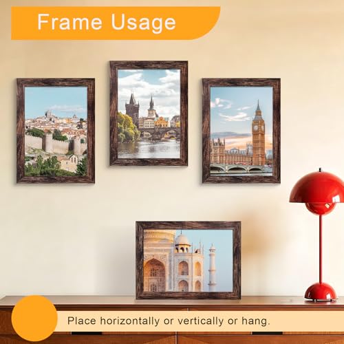 Image of BESCRCL 6x8 Picture Frame Wall or Tabletop, Engineered Wood Frames for 6 x 8 Picture, Brown, 1 Pack
