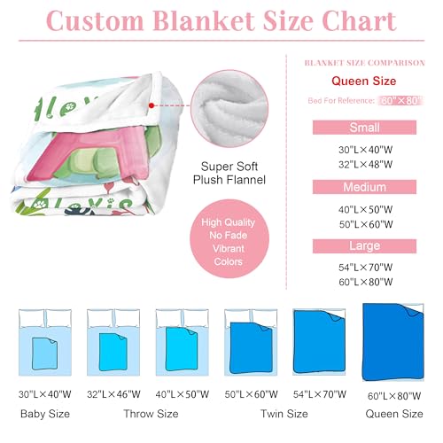 Image of Personalized Baby Blanket with Name, Custom Name Blanket for Kids Soft Flanne Blankets in Easter Personalized Baby Gifts for Infant Newborn Shower (Alphabet)