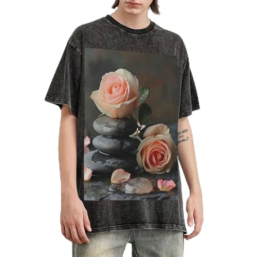T-shirt vintage délavé imprimé rose et spa style nostalgique rétro nostalgie
