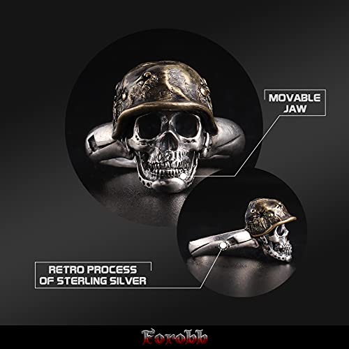 Image of Skull Ring 925 Sterling Silver Handcrafted Gothic Rock Punk Diablo Vintage Cocktail Party Biker Retro [Soldier 60011]