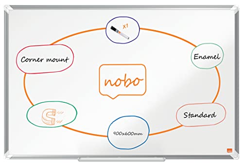 Tableau blanc magnétique en émail Nobo Premium Plus au cadre aluminium élégant