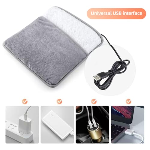 Foot Warmer Electric Heated Foot Warmer - Extra Large Foot Heating Pad for Bed, Office, Under Desk,- 3 Temperature Settings, Auto Shut Off, Machine Washable - Flannel Grey Medical King - Image 4
