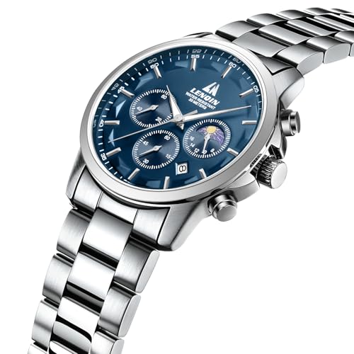 LN LENQIN Mens Watches Chronograph Watches Men Stainless Steel Analog Quartz Watch Waterproof Multi-Function Dial with Date Business Wrist Watch for Men - Image 2
