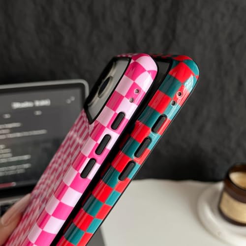 Coque iPhone 17 Pro à carreaux vert et rouge en TPU et PC rigide par Longlayss