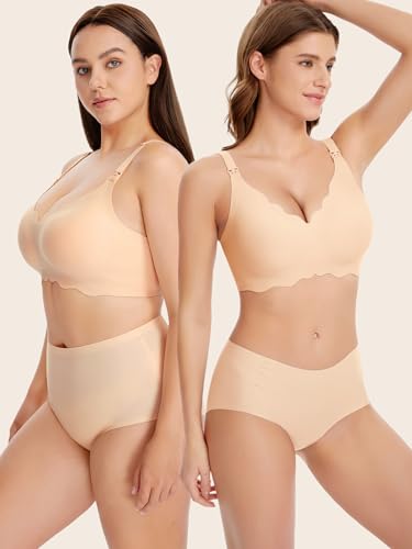 Image of Angelhood Nursing Bras for Breastfeeding Ultra Comfort Seamless Maternity Bra Wireless Pregnancy Bralette with Extra Extender