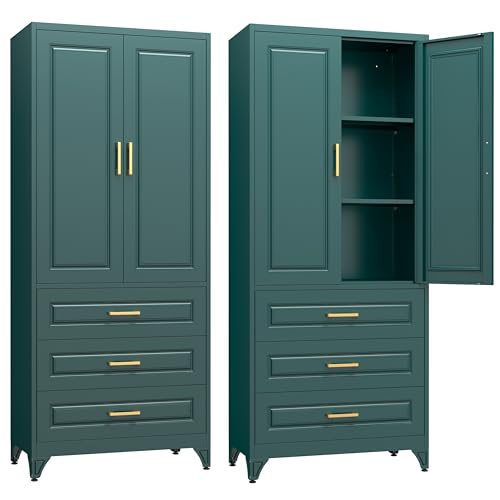 Image of SteeLoong 75 inch Metal Storage Cabinet with Doors and 2 Adjustable Shelves